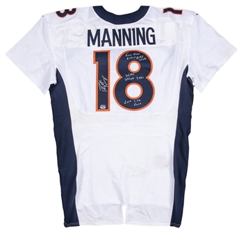 2015 Peyton Manning Game Used & Signed/Inscribed & Photo Matched Denver Broncos Road Jersey Matched To 9/17/15 - Final 3 TD Game Of His Career! (Broncos, Panini, Fanatics, Sports Investors)